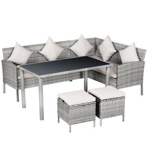 Outsunny Rattan Gartenmöbel Set Sitzgruppe mit Fußhocker au…