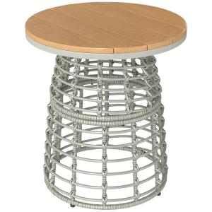 Outsunny Gartencouchtisch, runder Outdoor-Beistelltisch in…