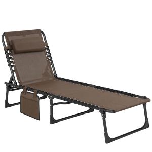 Outsunny Sonnenliege klappbar Gartenliege mit Kopfkissen, S…