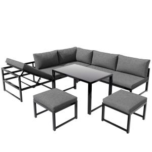 5-teiliges Gartenmöbel-Set, Sitzgruppe mit verstellbarer Rü…