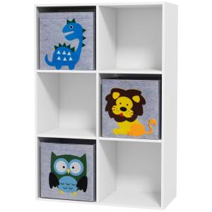 ZONEKIZ Kinderregal Kinder Bücherregal mit 3 Aufbewahrungsb…