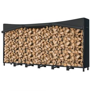 Outsunny Metallisches Holzregal, 235x31x116 cm, Holzregal i…