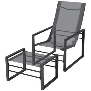 Outsunny Garten Relaxsessel mit Fußstütze, Liegestuhl, Meta…