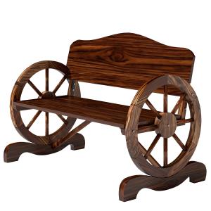 Outsunny Gartenbank Holz, 2-Sitzer Sitzbank mit Rücken- und…