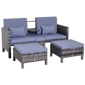 Outsunny 3-tlg. Gartensofa Gartenmöbel Lounge Gartenset Sit…