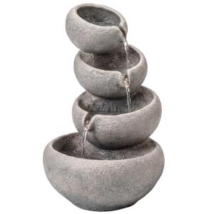 Outsunny Springbrunnen Outdoor aus Kunstharz 4-stufig Garte…