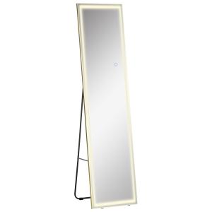 HOMCOM Wandspiegel mit LED  2 in 1 Standspiegel, Ganzkörper…