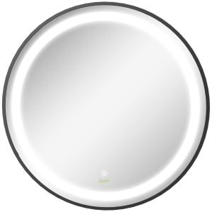 kleankin Badezimmerspiegel, Ø60cm LED Badspiegel mit 3 Lich…