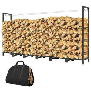 Outsunny Holzlager im Freien aus Stahl, Holzlager im Freien…