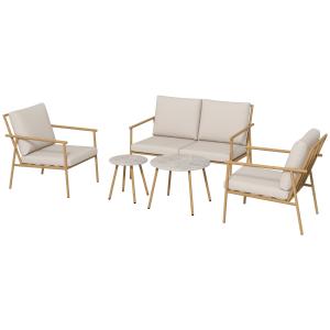 Gartenmöbel-Set 2 Sessel Zweisitzer Couchtisch Sitzkissen B…