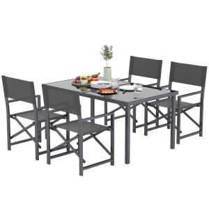 Outsunny Sitzgruppe 5-teilig Essgruppe Stahl für 4 Personen…