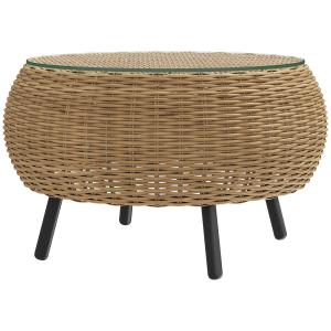 Outsunny Beistelltisch aus Polyrattan runder Kaffeetisch Co…