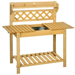 Outsunny Pflanztisch Gärtnertisch mit ausziehbarer Tischpla…