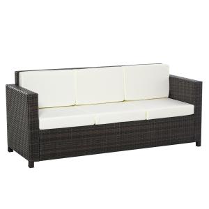 Outsunny Poly-Rattan Garten Loungesofa 3-Sitzer mit Kissen,…