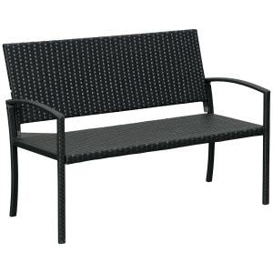 Outsunny Polyrattan Gartenbank 2-Sitzer Parkbank mit Stahlg…