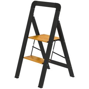 HOMCOM Trittleiter Klapptritt mit 2 Stufen Stehleiter mit G…