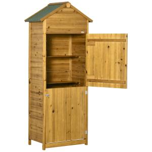 Outsunny Gerätehaus aus Naturholz, Geräteschrank, Gartensch…