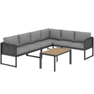 Outsunny Eck-Loungeset modular für 6 Personen, Sofas, Latte…