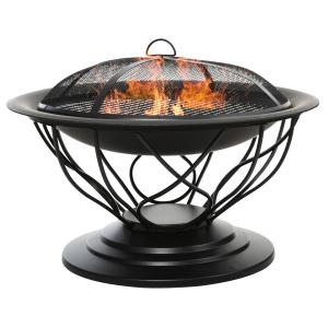 Outsunny Feuerstelle  Feuerschale mit Schutz & Schürhaken,…