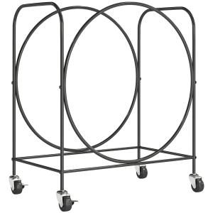 Outsunny Metall Holzständer mit Rädern, 51x30x60 cm, Innen-…
