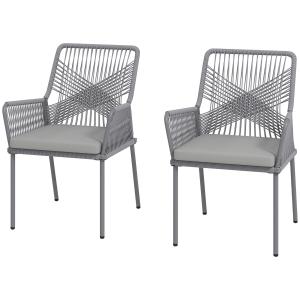 Outsunny 2er Set Gartenstuhl Rattan Gartenmöbel mit Armlehn…