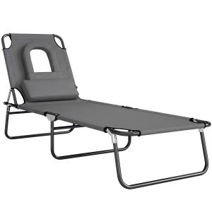Outsunny Sonnenliege klappbar Gartenliege mit Gesichtsloch,…