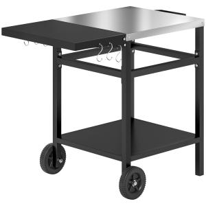 Outsunny Grillwagen mit Edelstahl-Arbeitsplatte und klappba…