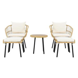 5-Teiliges Garten-Lounge-Set, mit 1 Esstisch, 2 Stühlen, 2…