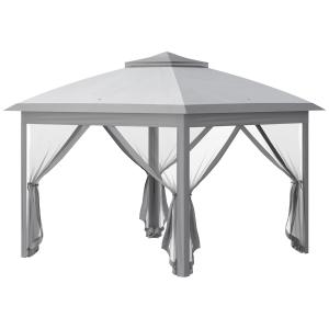 Outsunny Tonnelle 3 x 3 m Garten-Pavillon Pop-up Faltzelt D…