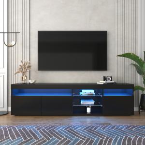 Moderner TV-Schrank mit LED-Beleuchtung, Hochglanz und Glas…