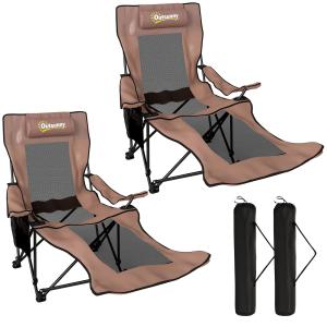 Outsunny 2er-Set Klapp-Campingstühle mit abnehmbarer Fußstü…