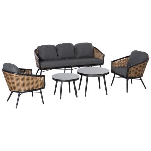 Outsunny Polyrattan Gartenmöbel Set 5-teiliges Rattansofa-S…