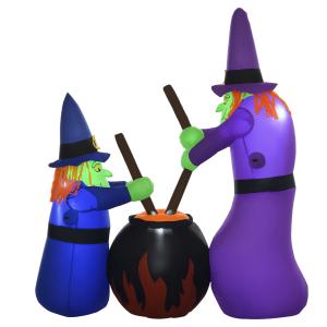 HOMCOM Aufblasbare Hexenfigur Hexenkessel Luftfigur Hallowe…