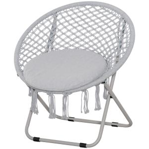 Outsunny Hängesessel Runder Gartenstuhl Mond Papasan Klappb…