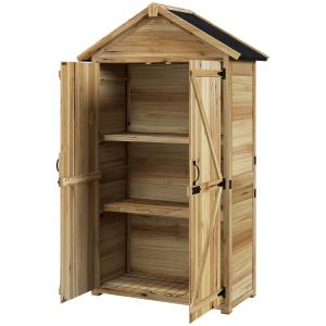 Outsunny Gartenschrank, 0,43m² Holz-Geräteschuppen, Gartenh…