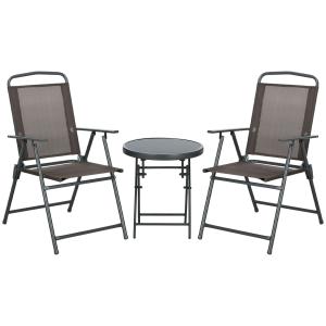 Outsunny Bistro-Set 3-teilig aus Metall Wetterfest Gartenmö…