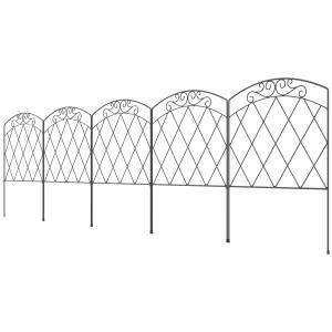 Outsunny Set aus 5 dekorativen Gartenzaunpaneelen, schwarze…