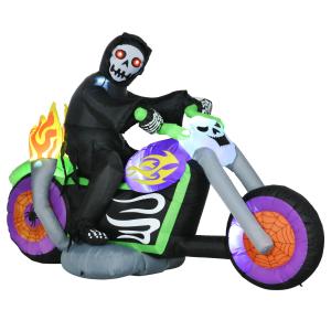 HOMCOM Halloween-Dekoration 1,44 m Höllenbiker Motorradfahr…