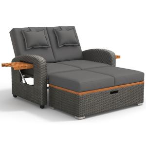 Garten-Lounge-Sessel-Set für 2 Personen, verstellbare Rücke…