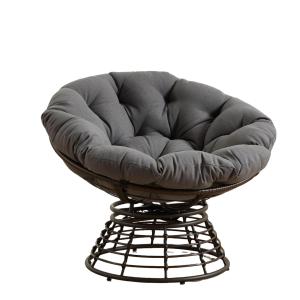 Papasan-Sessel, 360° Drehbarer, dickes Kissen, Stahlrahmen,…