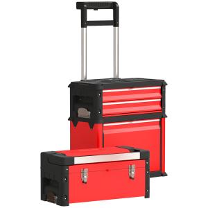 HOMCOM Werkstattwagen inkl. Koffer Werkzeugwagen leer mit 3…