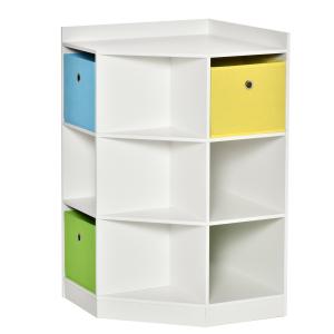 HOMCOM Kinderregal Eckregal mit 3 Aufbewahrungsboxen Kinder…