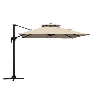 Outsunny Ampelschirm 3x3 m schwenkbar mit Handkurbel, Garte…