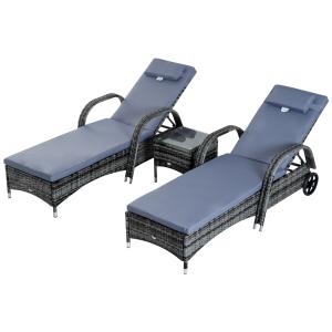 Outsunny Sonnenliege Gartenliege Tisch 3er-Set Gartenmöbel,…