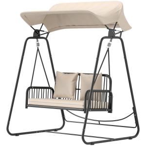 Outsunny Hollywoodschaukel Rattan 2-Sitzer Gartenschaukel m…