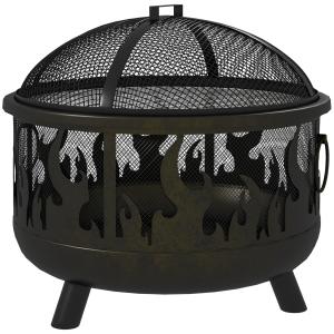 Outsunny Feuerschale Ø61 x 55cm aus Metall Feuerstelle mit…