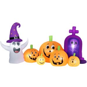 Outsunny Kürbis Inflatable Halloween mit Ghost und Tombston…
