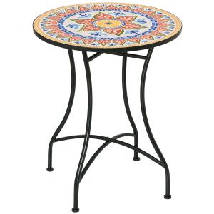 Outsunny Gartentisch Mosaiktisch rund Bistrotisch Beistellt…