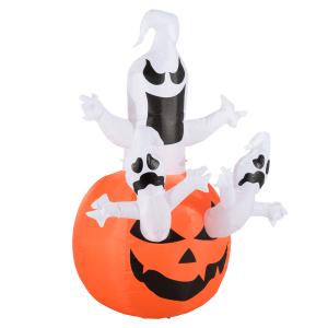 HOMCOM Aufblasbarer Kürbis Geist Gespenst Halloween Deko Fi…