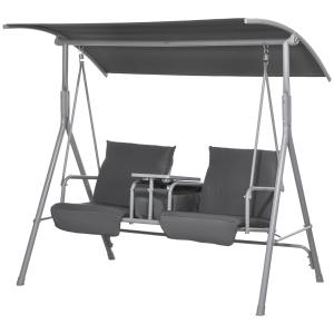 Outsunny Hollywoodschaukel 2-Sitzer Schaukelbank mit Baldac…